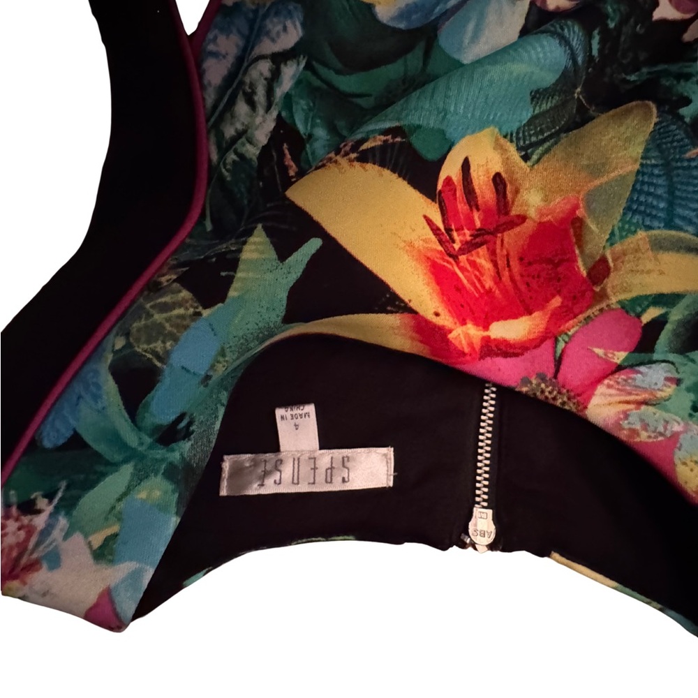 Spense Tropical Floral Midi Dress with Black Panels - Picture 6 of 6